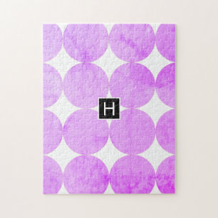 Modern Purple Circles   Monogram Jigsaw Puzzle