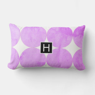 Modern Purple Circles   Monogram Lumbar Cushion