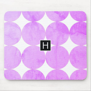 Modern Purple Circles Monogram Mouse Pad