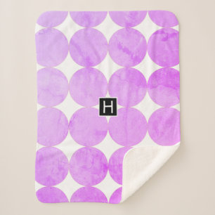 Modern Purple Circles Monogram Sherpa Blanket