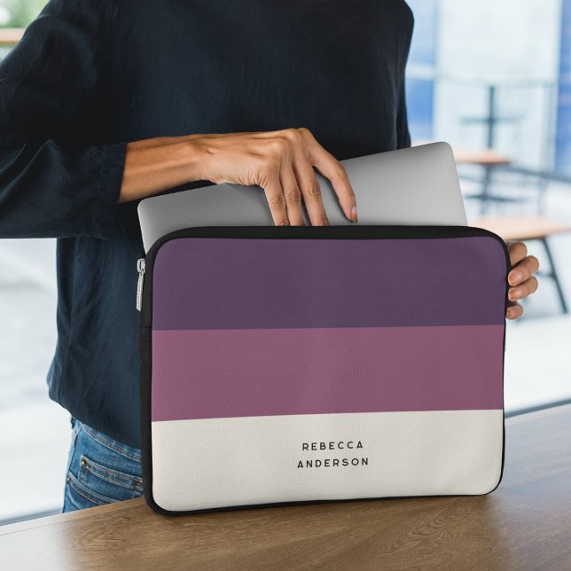 Modern Purple Colorblock Stripes Laptop Sleeve (Creator Uploaded)