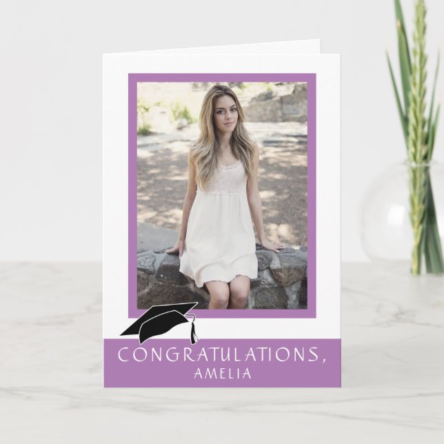 Modern Purple Congratulations Graduation Photo Card (Front)