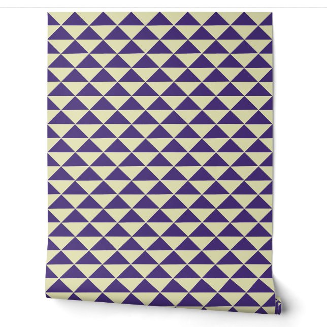 Modern Purple & Cream Geometric Triangle Pattern  Wallpaper (Unrolling)