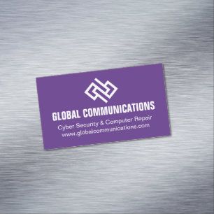 Modern Purple Cyber Security Computer Company Magnetic Business Card