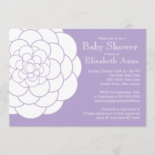 Modern Purple Dahlia Bloom Floral Girl Baby Shower Invitation