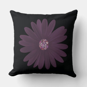 Modern purple daisy with glitter centre cushion
