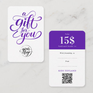 Modern Purple Discount Promotion Gift Card QR Code