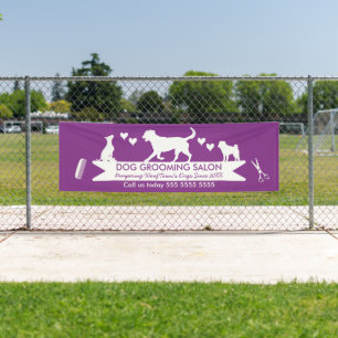 Modern Purple Dog Silhouette Dog Grooming Salon Banner