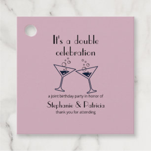 Modern Purple Double Celebration Joint Birthday Favour Tags