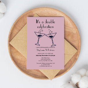 Modern Purple Double Celebration Joint Birthday Invitation