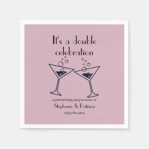 Modern Purple Double Celebration Joint Birthday Napkin
