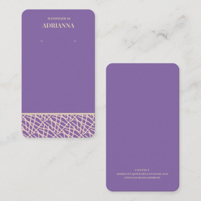 Modern Purple Earring Display  Business Card (Front/Back)