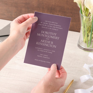 Modern Purple Elegant Wedding Vellum Invitations