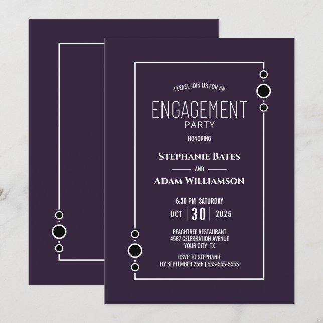 Modern Purple Engagement Party Invitation (Front/Back)