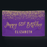 Modern Purple Faux Gold Glitter 60th Birthday Banner<br><div class="desc">Glamourous purple and faux gold glitter 60th birthday banner. Designs are flat printed illustrations/graphics - NOT ACTUAL GOLD GLITTER.</div>