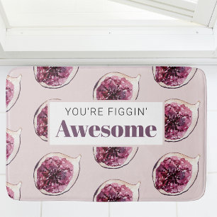 Modern Purple Fig Pattern & You're Figgin' Awesome Bath Mat