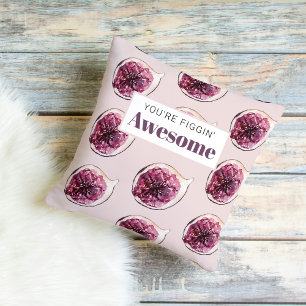 Modern Purple Fig Pattern & You're Figgin' Awesome Cushion