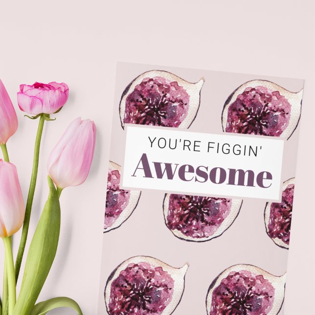 Modern Purple Fig Pattern & You're Figgin' Awesome Holiday Card (Creator Uploaded)