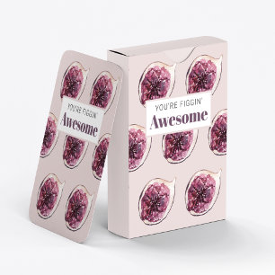 Modern Purple Fig Pattern & You're Figgin' Awesome Playing Cards