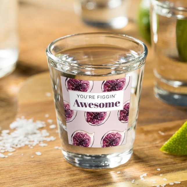 Modern Purple Fig Pattern & You're Figgin' Awesome Shot Glass (Creator Uploaded)