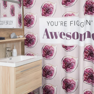 Modern Purple Fig Pattern & You're Figgin' Awesome Shower Curtain