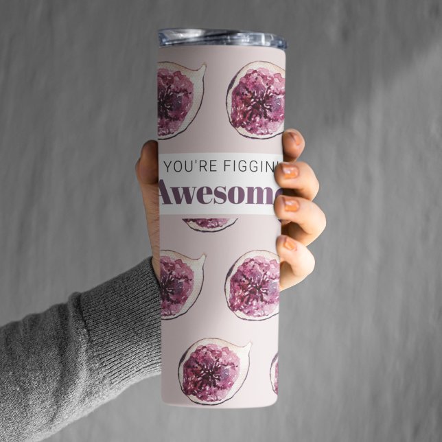 Modern Purple Fig Pattern & You're Figgin' Awesome Thermal Tumbler (Creator Uploaded)