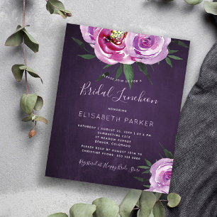 Modern purple floral bridal shower invitation