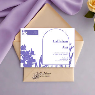 Modern Purple Floral couple names return adress Address Label