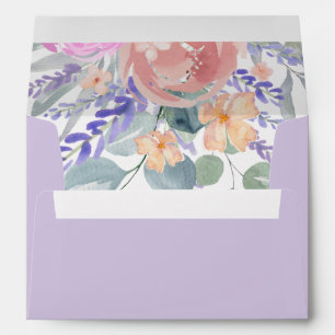 Modern Purple Floral Eucalyptus Wedding Envelope