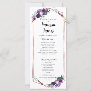 Modern Purple Floral Geometric Wedding Program