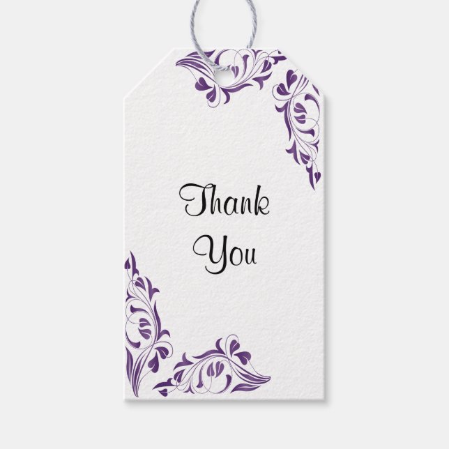Modern Purple Floral Gift Tags (Front)