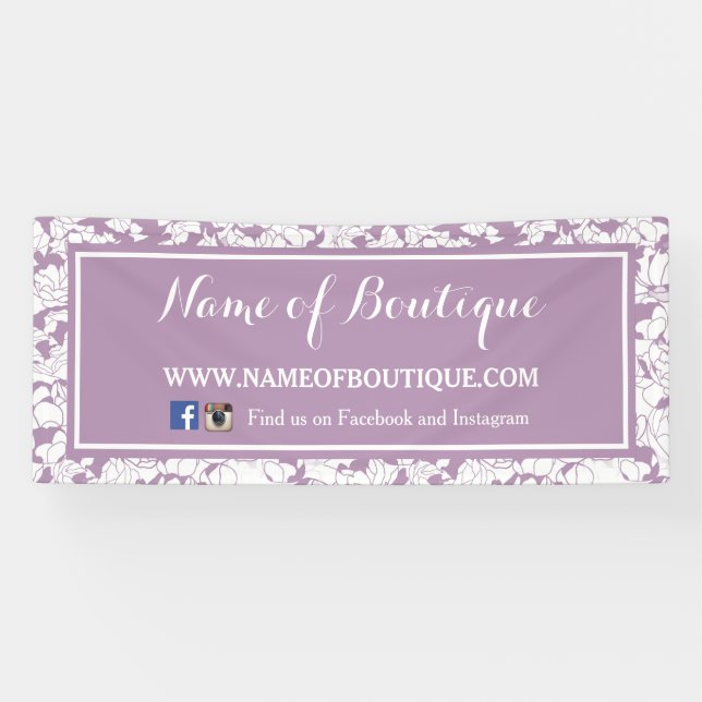 Modern Purple Floral Girly Beauty Boutique Banner (Horizontal)