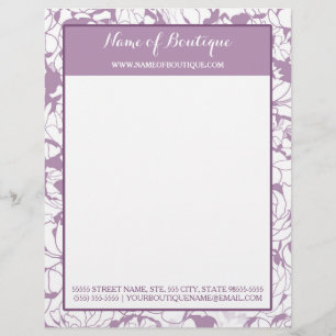 Modern Purple Floral Girly Beauty Boutique Custom Letterhead