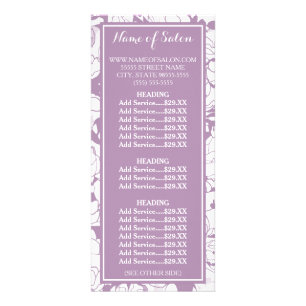 Modern Purple Floral Girly Beauty Salon Price List Rack Card