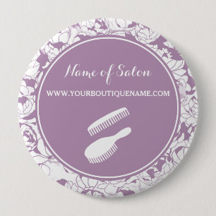 Modern Purple Floral Hair and Beauty Boutique 10 Cm Round Badge