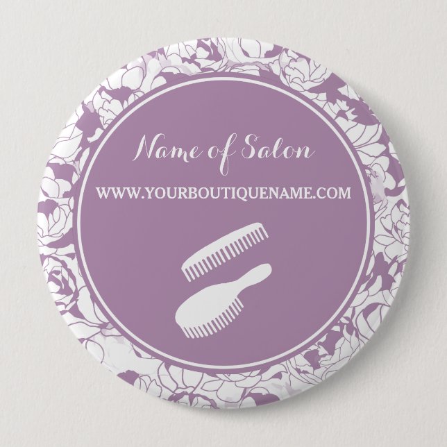 Modern Purple Floral Hair and Beauty Boutique 10 Cm Round Badge (Front)