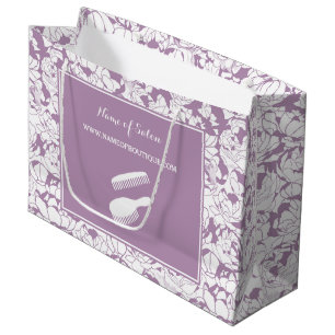 Modern Purple Floral Hair and Beauty Boutique Large Gift Bag
