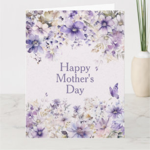 Modern Purple Floral Happy Mother's Day Card