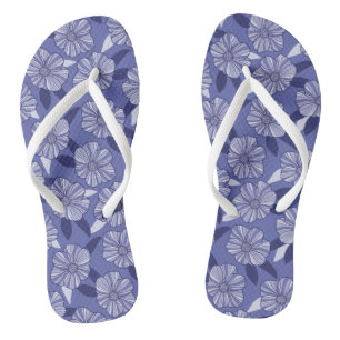 Modern Purple Floral Leaf pattern Thongs