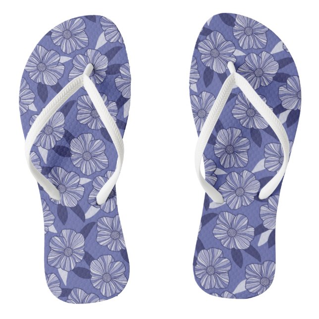 Modern Purple Floral Leaf pattern Thongs (Footbed)