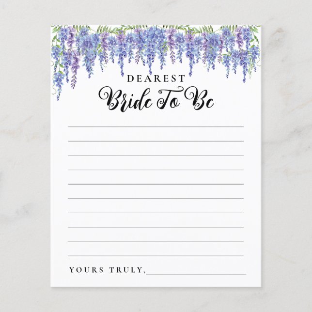 Modern Purple Floral Letter to Bride Bridal Shower (Front)