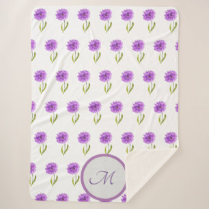 Modern purple floral pattern watercolor Cute Sherpa Blanket