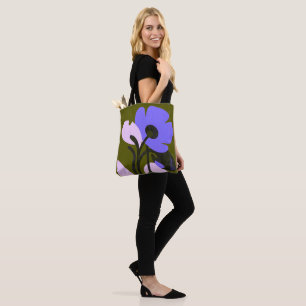 Modern Purple Floral Statement Tote Bag