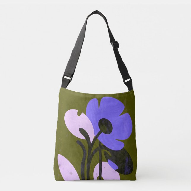 Modern Purple Floral Statement Tote Bag (Front)