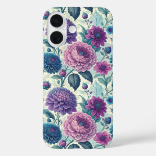 Modern Purple Floral Vintage Dahlia iPhone 16 Case
