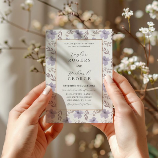 Modern Purple Floral Watercolor Wedding Invitation (Creator Uploaded)