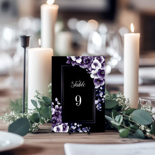 Modern Purple Floral Wedding Table Number