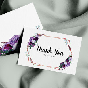 Modern Purple Floral Wedding Thank you Modern Card