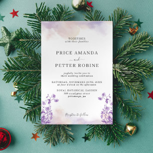 Modern Purple Flower Wedding Invitation