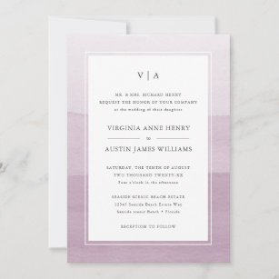 Modern Purple Formal Wedding Invitation